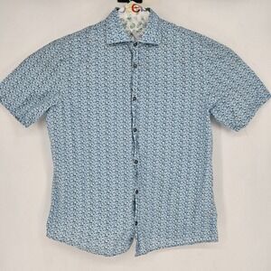 Johnnie O Shirt Mens Large Performance Featherweight Button Floral Short Sleeve